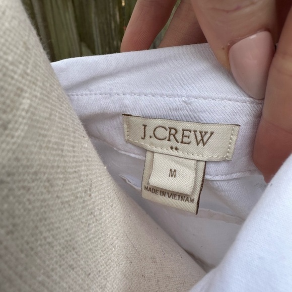 J. Crew Factory White Cotton Classic Everyday Popover Tunic Blouse - Picture 4 of 9